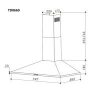 Απορροφητήρας κουζίνας τύπου καμινάδα 60cm Telemax TD0660 Inox με ισχύ 350m³/h