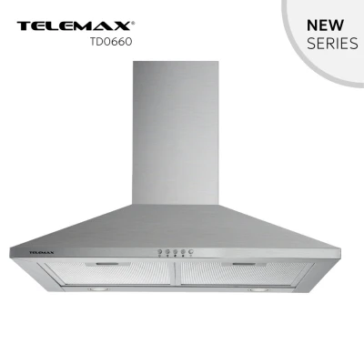 Απορροφητήρας κουζίνας τύπου καμινάδα 60cm Telemax TD0660 Inox με ισχύ 350m³/h