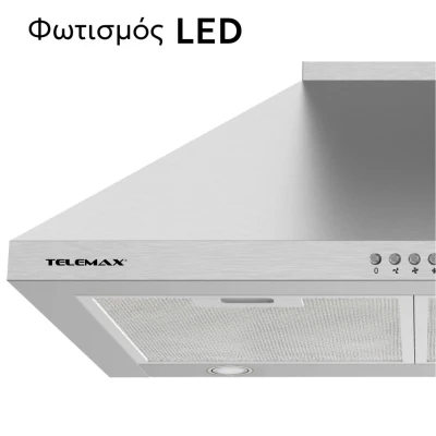 Απορροφητήρας κουζίνας καμινάδα 60cm Telemax TD0860 Inox με ροή 500m³/h πλάτος 60cm