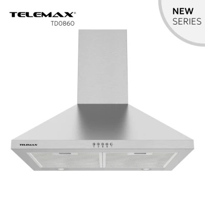 Απορροφητήρας κουζίνας καμινάδα 60cm Telemax TD0860 Inox με ροή 500m³/h πλάτος 60cm