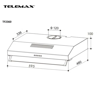 Απορροφητήρας κουζίνας ελεύθερος 60cm Telemax TF2360 μαύρος