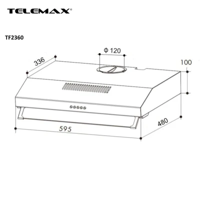 Απορροφητήρας κουζίνας ελεύθερος 60cm Telemax TF2360 Inox