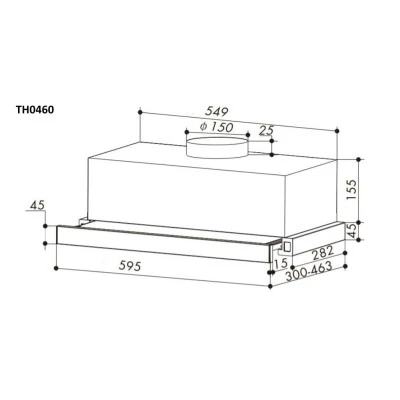 Απορροφητήρας κουζίνας συρόμενος 60cm Telemax TH0460 Inox με ροή 350m³/h Απορροφητήρας κουζίνας συρόμενος 60cm Telemax TH0460 Inox με ροή 350m³/h