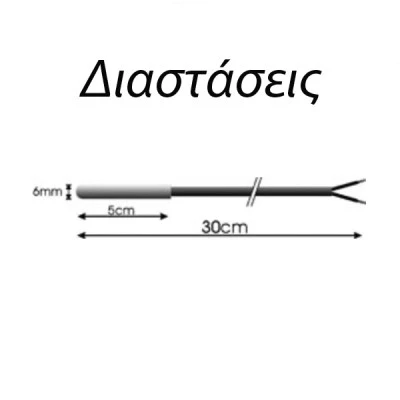 Εμβαπτιζόμενο αισθητήριο θερμοκρασίας RS30-1k5 με μεταλλικό άκρο & 30cm καλώδιο