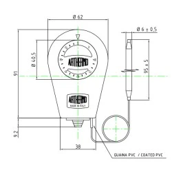 Θερμοστάτης επαφής μονός 0-90°C ARTHERMO ARTH097 εμβαπτιζόμενος 1/2
