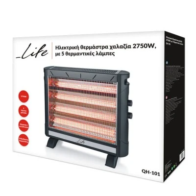 Ηλεκτρική θερμάστρα χαλαζία LIFE QH-101 2750W με 5 θερμαντικές λάμπες & θερμοστάτη