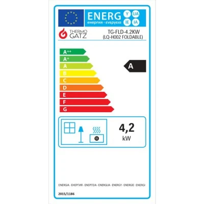Θερμάστρα υγραερίου TG-FLD με θερμική ισχύ 4.2KW με αυτόματη ανάφλεξη ροδάκια για εύκολη μεταφορά σε μαύρο χρώμα