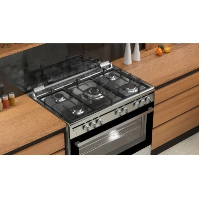 Κουζίνα Αερίου Inox TGS 7000 IX MULTIGAS με ηλεκτρικό γκριλ και 5 τρόπους ψησίματος  90x84x60cm