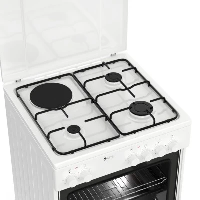 Κουζίνα μικτή TGS 3501 λευκή 3,7 kW με 3 εστίες αερίου, 1 ηλεκτρική εστία & ηλεκτρικό φούρνο 56lt διαστάσεις 60×83×60cm