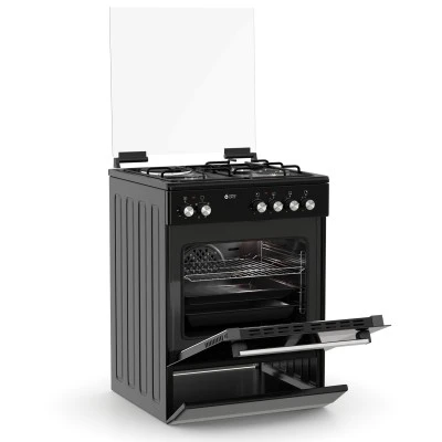 Κουζίνα μικτή TGS 3531 μαύρη 3,7 kW με 3 εστίες αερίου, 1 ηλεκτρική εστία & ηλεκτρικό φούρνο 60lt διαστάσεις 60×83×61cm