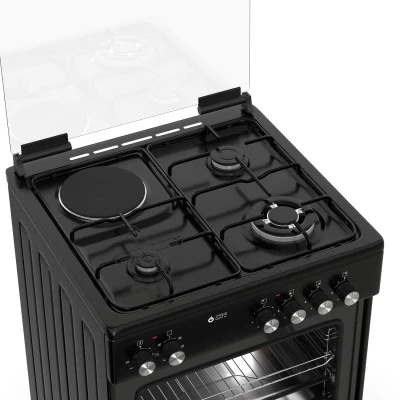 Κουζίνα μικτή TGS 3531 μαύρη 3,7 kW με 3 εστίες αερίου, 1 ηλεκτρική εστία & ηλεκτρικό φούρνο 60lt διαστάσεις 60×83×61cm
