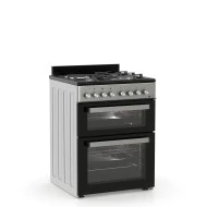Κουζίνα μικτή αερίου - ηλεκτρική TGS 8001 IX DOUBLE-CAVITY ασημί με 4 εστίες και διπλό φούρνο 30lt & 60lt Μ60xΥ86xΒ61cm