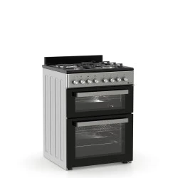 Κουζίνα μικτή αερίου - ηλεκτρική TGS 8001 IX DOUBLE-CAVITY ασημί με 4 εστίες και διπλό φούρνο 30lt & 60lt Μ60xΥ86xΒ61cm
