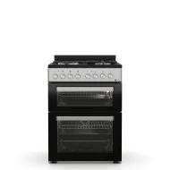 Κουζίνα μικτή αερίου - ηλεκτρική TGS 8001 IX DOUBLE-CAVITY ασημί με 4 εστίες και διπλό φούρνο 30lt & 60lt Μ60xΥ86xΒ61cm