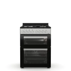 Κουζίνα μικτή αερίου - ηλεκτρική TGS 8001 IX DOUBLE-CAVITY ασημί με 4 εστίες και διπλό φούρνο 30lt & 60lt Μ60xΥ86xΒ61cm