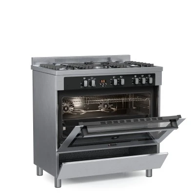 Ημιεπαγγελματική κουζίνα αερίου TGS PRO 2090 Full INOX IX με φούρνο 89lt & 5 εστίες αερίου 89,8×91×62,8 cm