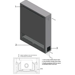 Τζάκι αερίου 3πλευρο 10,2 kW με κλειστό θάλαμο καύσης 111x86x42cm