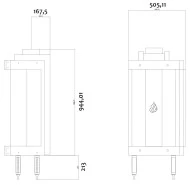Τζάκι αερίου Standing Corner γωνιακό 3,9–6,0 kW με κλειστό θάλαμο καύσης λειτουργεί με φυσικό αέριο (NG) ή υγραέριο (LPG) 51x116,5x44cm