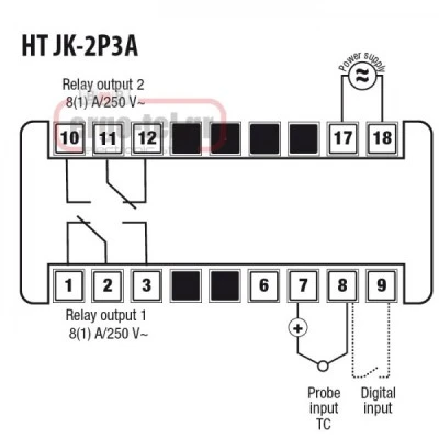 Ψηφιακό θερμόμετρο πίνακα VEMER HT-JK-2P3A για θερμοστοιχείο J-K-L-R-S-T-E-N από 0-400OC 33x75x81mm