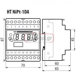Ψηφιακό θερμόμετρο ράγας VEMER HT-NIPT-1DA για θερμοστοιχείο NI100-PT100 0-400OC 4 MODULE