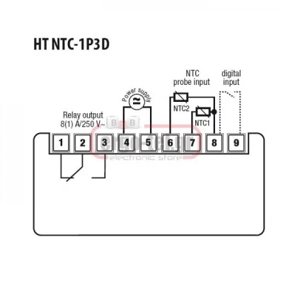 Ψηφιακό θερμόμετρο πίνακα 12-24V VEMER HT-NTC-1P3D για θερμοστοιχείο NTC1000 από-40-110°C 33x75xmm