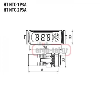 Ψηφιακό θερμόμετρο πίνακα VEMER HT-NTC-1P3A για θερμοστοιχείο NTC1000 από -40-110°C 33x75x81mm