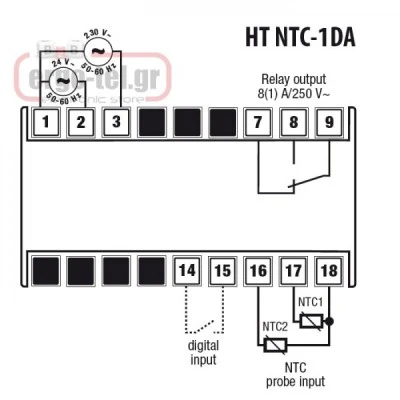 Ψηφιακό θερμόμετρο ράγας VEMER HT-NTC-2DA -40 έως 110 OC 4 MODULE