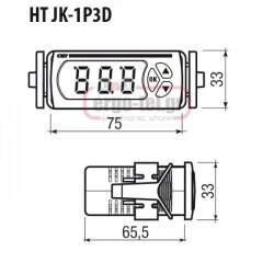 Ψηφιακό θερμόμετρο πίνακα 12-24V VEMER HT-JK-1P3D για θερμοστοιχείο J-K-L-R-S-T-E-N 0-400°C 33x75mm