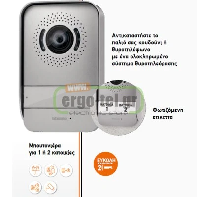 ΚΙΤ ΘΥΡΟΤΗΛΕΟΡΑΣΗΣ LEGRAND Bticino ΜΕ ΕΓΧΡΩΜΗ ΟΘΟΝΗ 7” & ΜΠΟΥΤΟΝΙΕΡΑ 2 ΚΑΛΩΔΙΩΝ