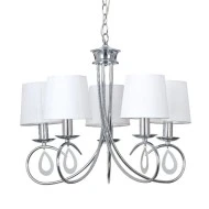 Κρεμαστό φωτιστικό πεντάφωτο με κλασικό design και διακοσμητικές μεταλλικές ασημί σταγόνες για Ε14