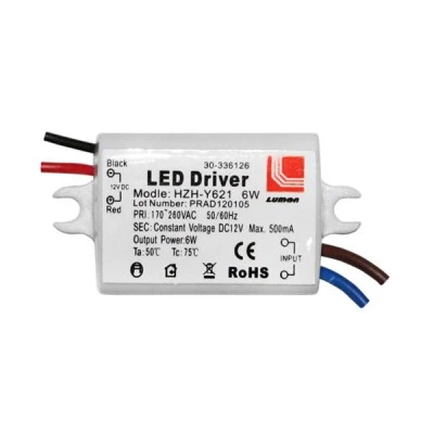 Τροφοδοτικό 6W 500mA 230V στα 12VDC πλαστικό για ταινίες και λάμπες led