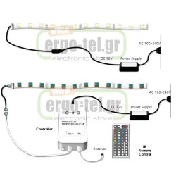 Τροφοδοτικό mini 200W 16A μεταλλικό 230V στα 12VDC για ταινίες & λάμπες led μη στεγανό IP20