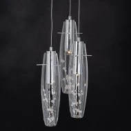LED κρεμαστό μεταλλικό φωτιστικό 3000K θερμό φως με διακοσμητικά κρυσταλλάκια εσωτερικά