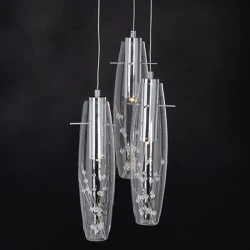 LED κρεμαστό μεταλλικό φωτιστικό 3000K θερμό φως με διακοσμητικά κρυσταλλάκια εσωτερικά