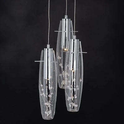 LED κρεμαστό μεταλλικό φωτιστικό 3000K θερμό φως με διακοσμητικά κρυσταλλάκια εσωτερικά