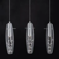 LED κρεμαστό μεταλλικό φωτιστικό με γυάλινο κάλυμμα και διακοσμητικά κρυσταλλάκια εσωτερικά