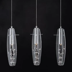 LED κρεμαστό μεταλλικό φωτιστικό με γυάλινο κάλυμμα και διακοσμητικά κρυσταλλάκια εσωτερικά