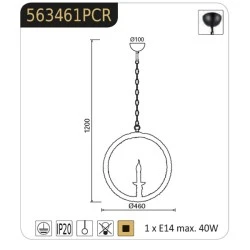 Φωτιστικό κρεμαστό μονόφωτο κύκλος Ø460mm με σχοινί & ντουί Ε14 σειρά Vintage