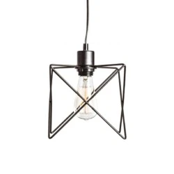 Διακοσμητικό φωτιστικό κρεμαστό μονόφωτο σε σχήμα κύβου με πλέγμα & ντουί Ε27 σειρά Vintage