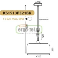Φωτιστικό καμπάνα μαύρο μεταλλικό Ø320mm με ανάρτηση από ξύλο & ντουί Ε27 σειρά Vintage