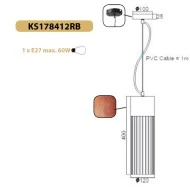 Διακοσμητικό κρεμαστό σωλήνας Ø120mm με πλέγμα & κόκκινο τσιμέντο για λάμπα Ε27 σειρά Vintage