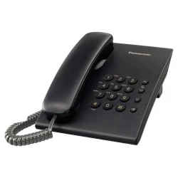 Ενσύρματο τηλέφωνο Panasonic KX-TS500EXB σε μαύρο χρώμα με επιλογές κουδουνισμού 3 επιπέδων