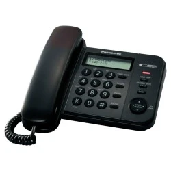 Τηλέφωνο σταθερό ενσύρματο Panasonic KX-TS560EX2B σε μαύρο χρώμα με οθόνη LCD & μνήμη 20 κλήσεων