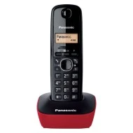 Ασύρματο τηλέφωνο Panasonic KX-TG1611GRR  σε μαύρο-κόκκινο με ρολόι & ξυπνητήρι 