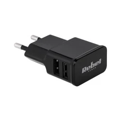 Φορτιστής τοίχου με υποδοχή 2xUSB με ένταση 2Α REBEL σε λευκό χρώμα