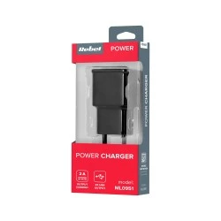 Φορτιστής τοίχου με υποδοχή 2xUSB με ένταση 2Α REBEL σε λευκό χρώμα