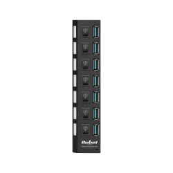 USB 3.0 Hub 7 θέσεων με διακόπτες REBEL τεχνολογία Plug & Play σε μαύρο χρώμα