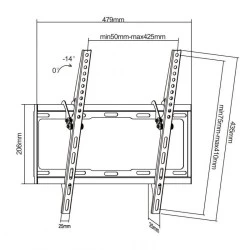 Βάση τηλεόρασης για οθόνη 26-55" ανοχή έως 35Kg Cabletech σε μαύρο χρώμα επίτοιχη