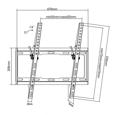 Βάση τηλεόρασης για οθόνη 26-55" ανοχή έως 35Kg Cabletech σε μαύρο χρώμα επίτοιχη Βάση τηλεόρασης για οθόνη 26-55" ανοχή έως 35Kg Cabletech σε μαύρο χρώμα επίτοιχη