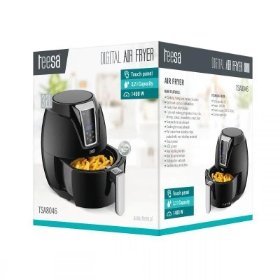 Φριτέζα Teesa Digital Air Fryer με χωρητικότητα 3.2L σε μαύρο χρώμα 7 προγράμματα μαγειρέματος